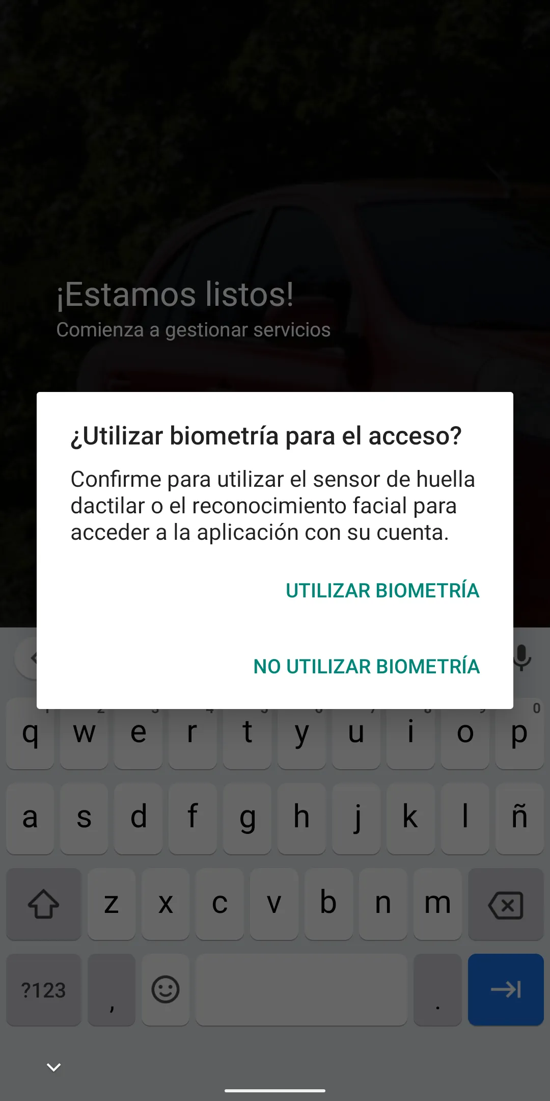 Permiso para utilizar biometría o huella dactilar para el acceso a la app