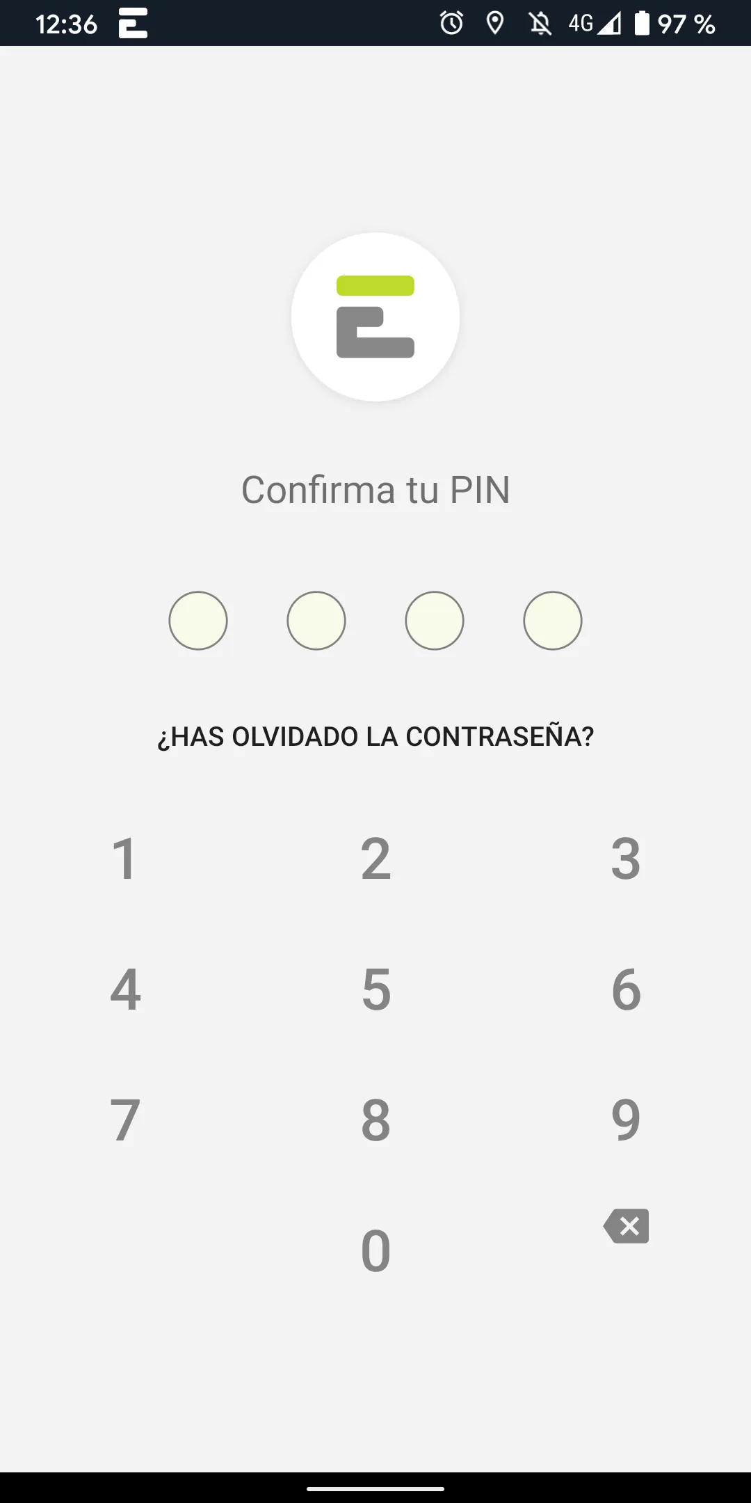 Pin de confirmación de seguridad de acceso a la app