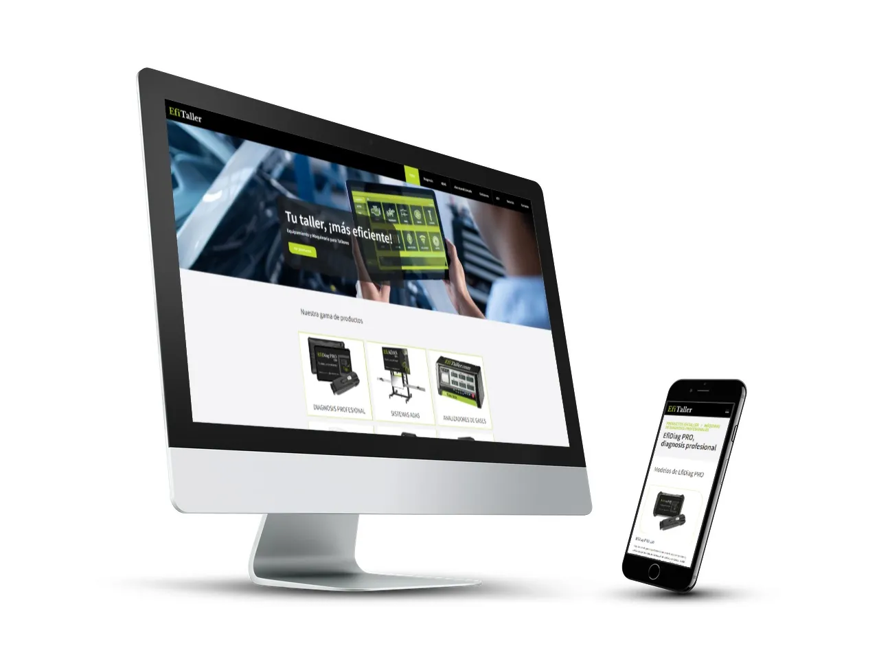 mockup desktop y mobile de la web de efitaller