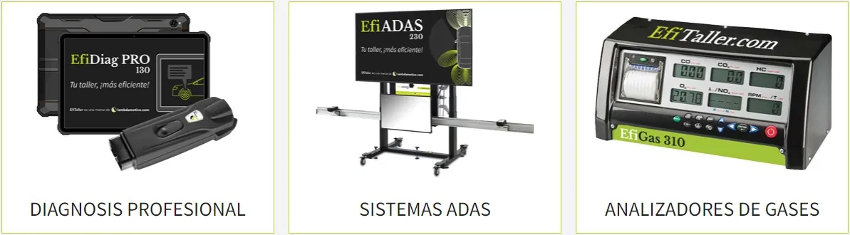 slider de diagnosis profesional, sistemas adas y analizadores de gases