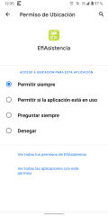 Opciones de permisos de ubicación de la app